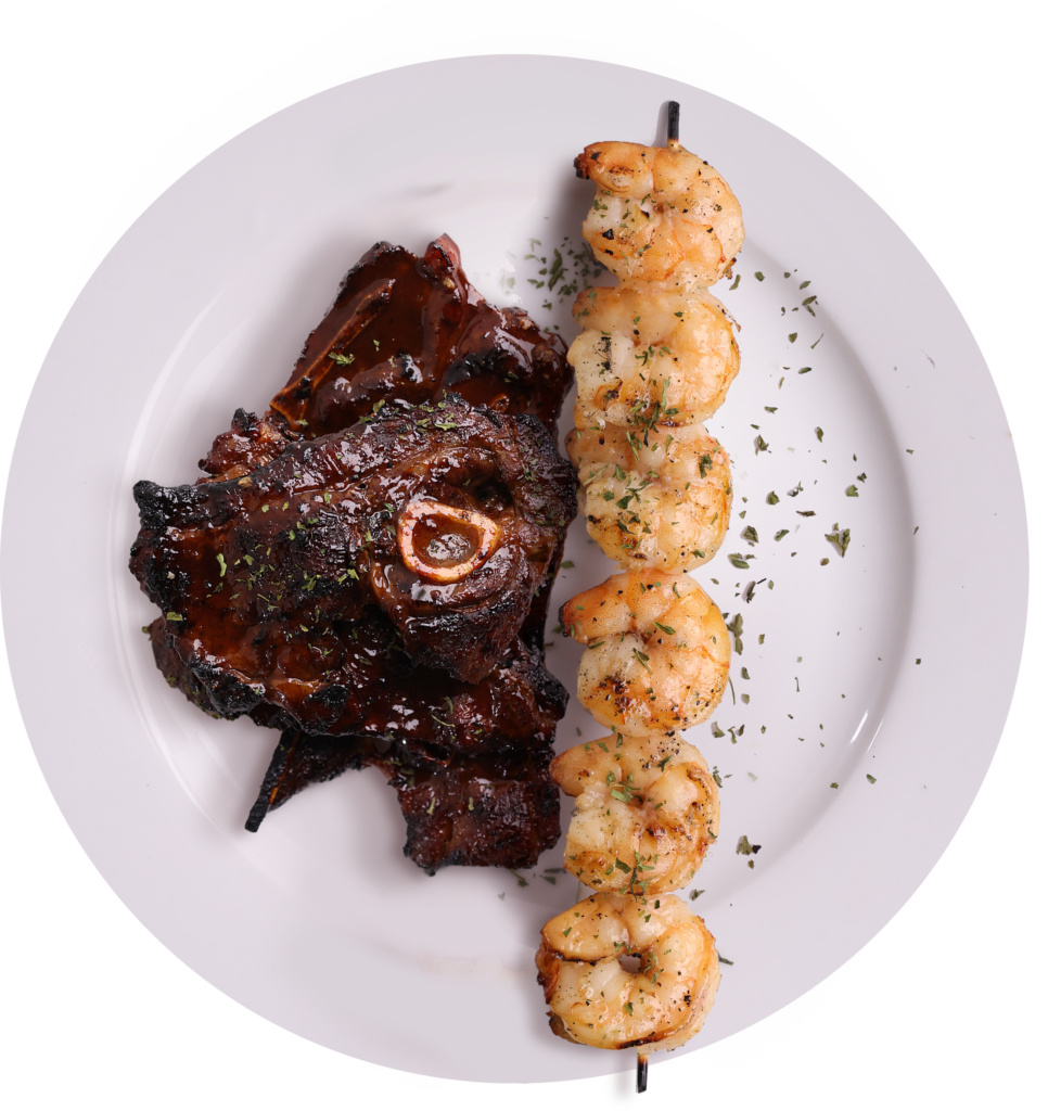 Lamb Chops and 6 Grilled Shrimp Rib Shack
